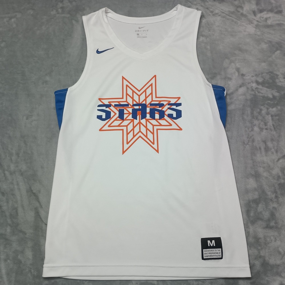 Nike Shirt Mens Medium White Stars Basketball Jersey Activewear Sporty Gym